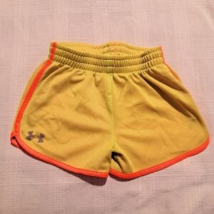 Under Armour girls size 5 yellow with orange accent shorts